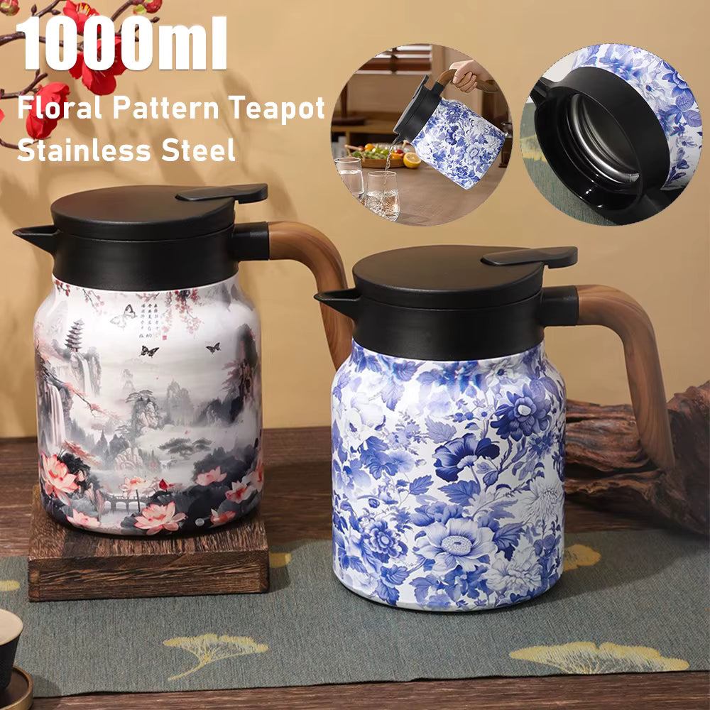 Théière avec infuseur |Thermos à thé floral vintage