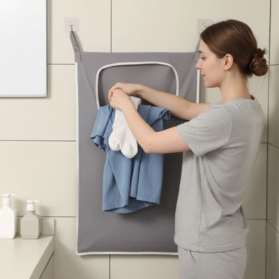 Panier à linge sale Gris gris réutilisable