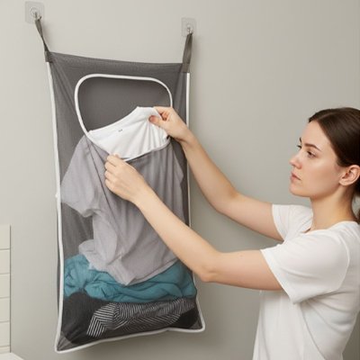 Panier à linge sale gris matériau résistant