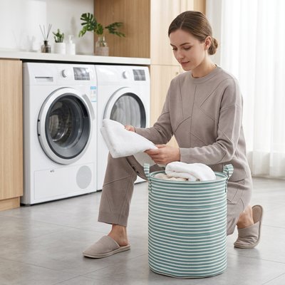 Panier à linges sales bleu matériaux durables