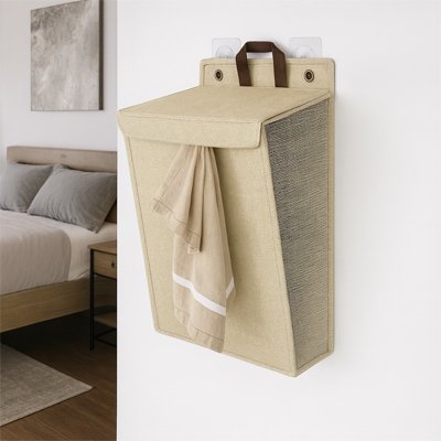Panier linge pliable beige