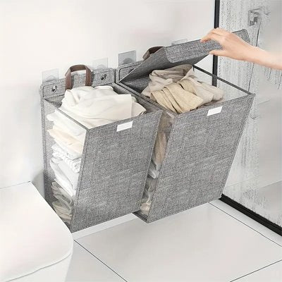 Panier linge pliable gris