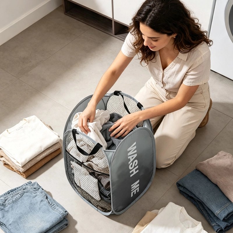 Panier linge pliable léger