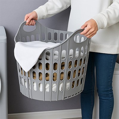 Panier linge pliable transport facile