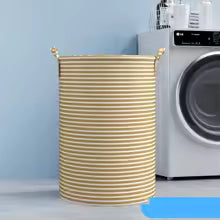Panier à linge sales rayé jaune